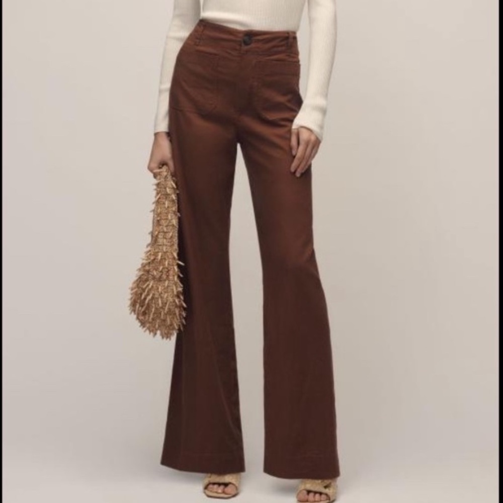 Anthropologie Maeve the colette brown wide leg pant full length